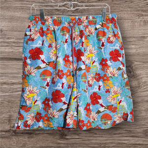 Peter Millar floral‎ women lifeguard print lined swim shorts trunks men's size L